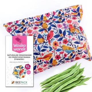 WOSKOWOREK BIRDS - ekologiczny worek XL 36x32 cm